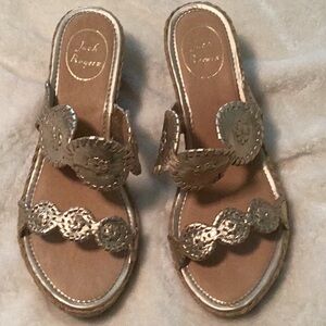 Jack Rogers Gold Metallic Sandals with Ornate Design